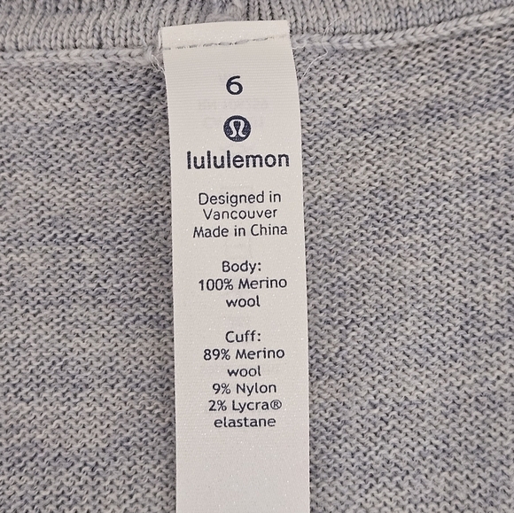 Lululemon Sit In Lotus Wrap II Merino Wool Ice Blue Gray Heather Cardigan Sz 6 - Picture 6 of 10